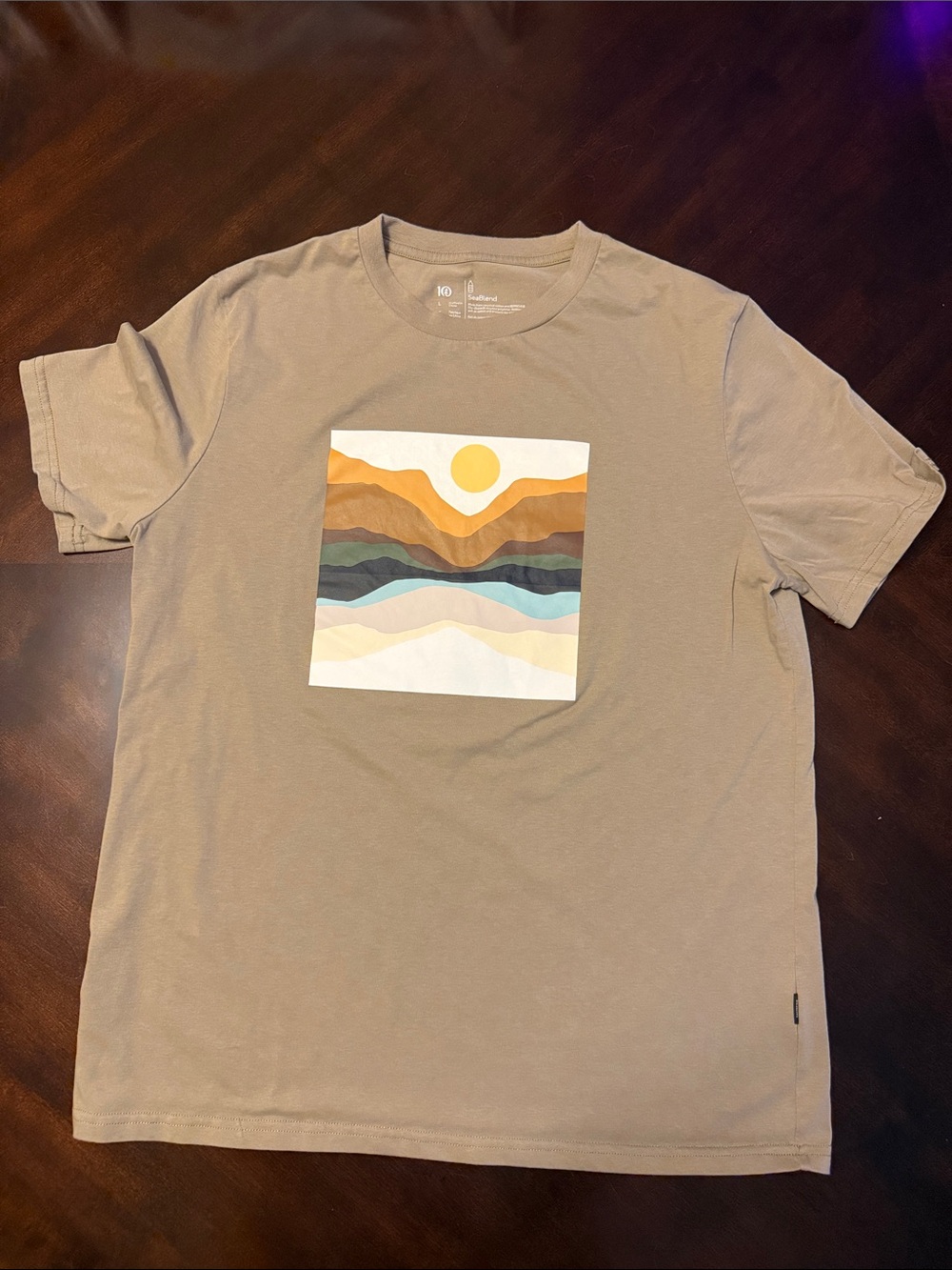 Men's Tentree Graphic Tee - Taupe Landscape “Oasis” Print - Size L